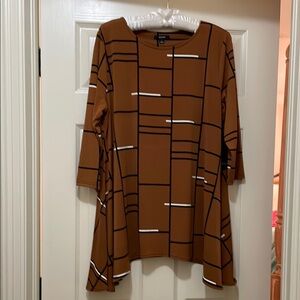 Alfani Geometric Brown Tunic Swing Top